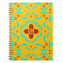 Cuaderno Símbolos de Zia Rojo Nuevas plumas turquesas de Mé