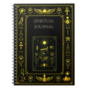 Cuaderno Símbolos Egipcios Antiguos Patrón de Oro Negro de 