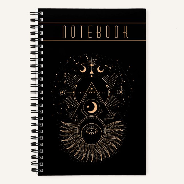 Cuaderno Símbolos místicos Reloj de estrellas lunares (Anverso)