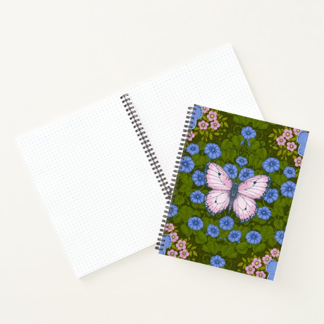 Cuaderno Simetría de mariposas y flores, azul y rosa (Interior)