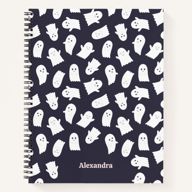 Cuaderno Simpático patrón de Halloween Fantasma Personaliza (Anverso)