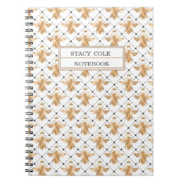 Cuaderno Simple Abeja personalizada de Honeycomb blanco y m