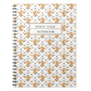 Cuaderno Simple Abeja personalizada de Honeycomb blanco y m