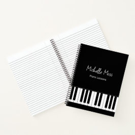 Cuaderno Simple Black White Piano Music Lessons 