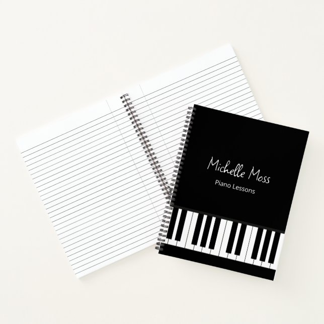 Cuaderno Simple Black White Piano Music Lessons  (Interior)