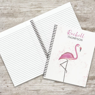 Cuaderno Simple Chic Elegante Flamenco Rosa Acuarela