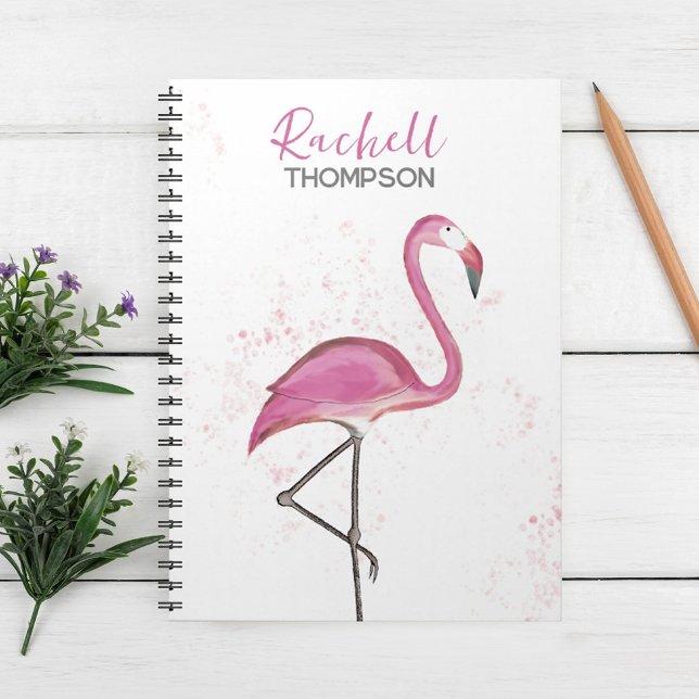 Cuaderno Simple Chic Elegante Flamenco Rosa Acuarela (Subido por el creador)