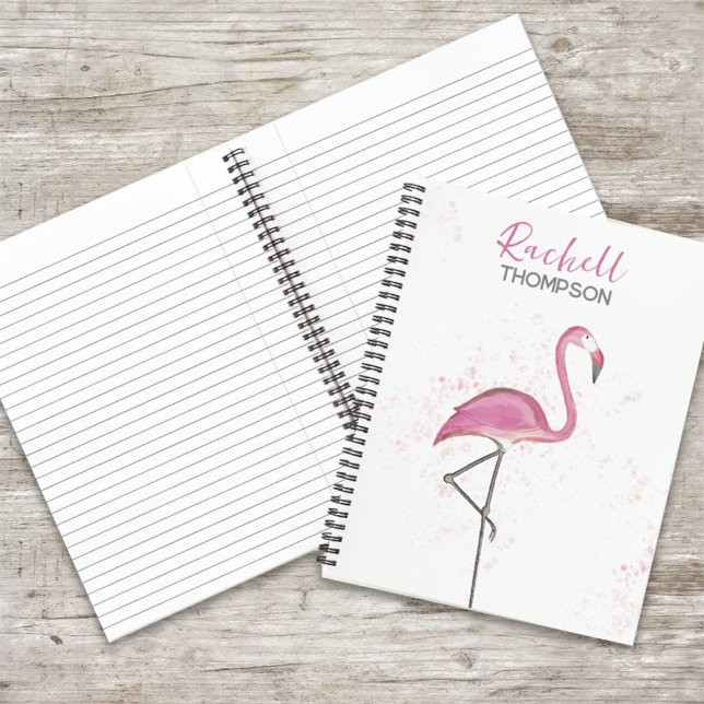Cuaderno Simple Chic Elegante Flamenco Rosa Acuarela (Subido por el creador)