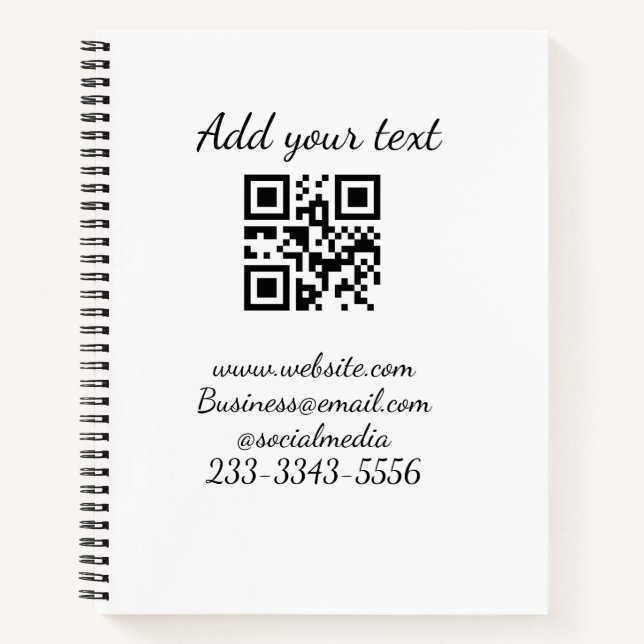 Cuaderno simple código QR personalizado añade tu nombre tex (Anverso)