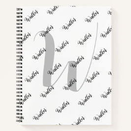 Cuaderno Simple Color Blanco - Nombre Inicial Monogramado