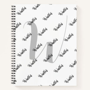 Cuaderno Simple Color Blanco - Nombre Inicial Monogramado