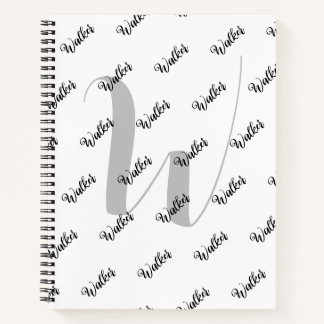 Cuaderno Simple Color Blanco - Nombre Inicial Monogramado