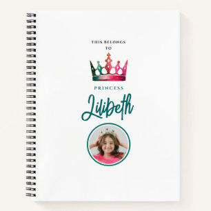 Cuaderno Simple Corona de Princesa Verde Rosa para Chicas F