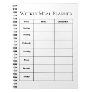 Cuaderno simple de planificación de comidas semana
