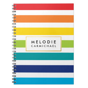Cuaderno SIMPLE diseño preppy mono moderno rayas brillantes