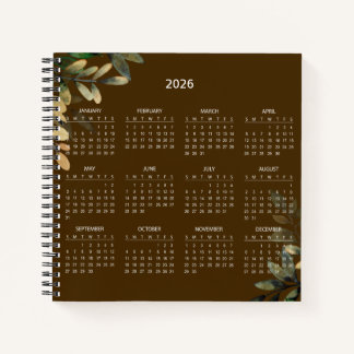 Cuaderno Simple Elegant Botanical 2026 Calendar | 