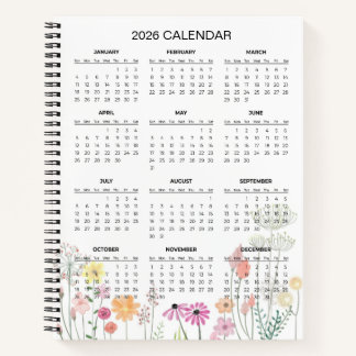 Cuaderno Simple Elegant Botanical 2026 Calendar |  Notebook