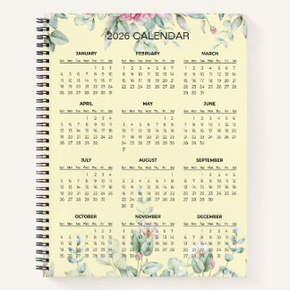 Cuaderno Simple Elegant Botanical 2026 Calendar |  Notebook