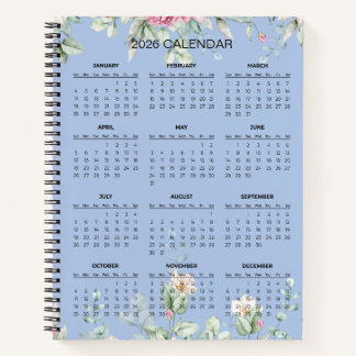 Cuaderno Simple Elegant Botanical 2026 Calendar |  Notebook