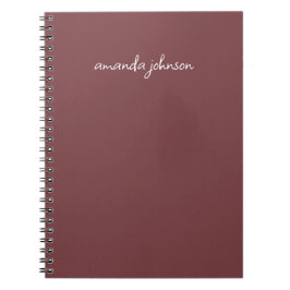 Cuaderno Simple Elegant Cursive Red Monogram Add Full Name