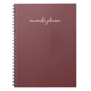 Cuaderno Simple Elegant Cursive Red Monogram Add Full Name