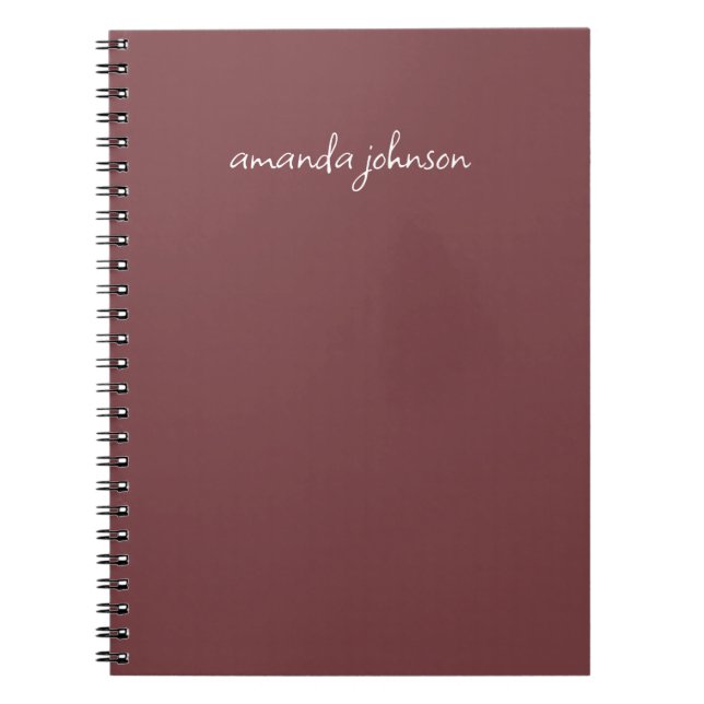 Cuaderno Simple Elegant Cursive Red Monogram Add Full Name (Frente)