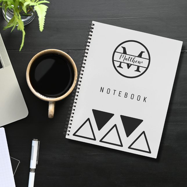Cuaderno Simple Elegante Monograma personalizado blanco pla (Subido por el creador)