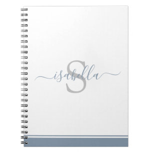 Cuaderno Simple escritura moderna Monograma Elegante Azul P