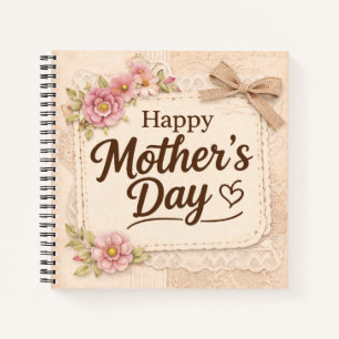 Cuaderno Simple Feliz Día de la Madre Caligrafía Floral   