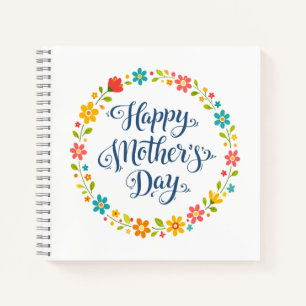 Cuaderno Simple Feliz Día de la Madre Caligrafía Floral