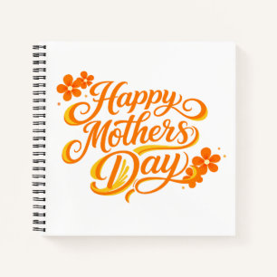 Cuaderno Simple Feliz Día de la Madre Floral Caligrafía