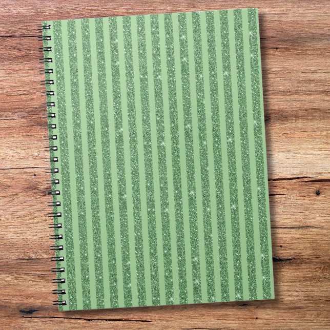 Cuaderno Simple Forest Green Glitter Style Vertical Stripes (Subido por el creador)
