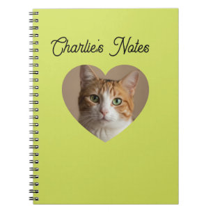 Cuaderno Simple Green Pet Cat Heart Frame Volver al Cole