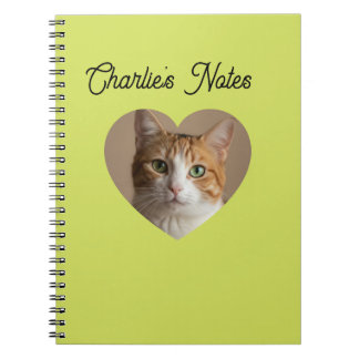 Cuaderno Simple Green Pet Cat Heart Frame Volver al Cole