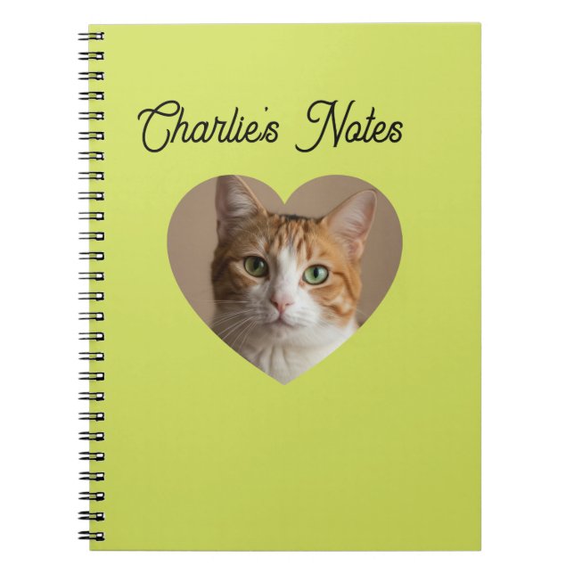 Cuaderno Simple Green Pet Cat Heart Frame Volver al Cole (Frente)