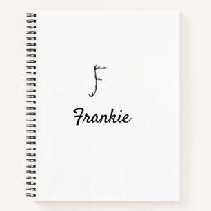 Cuaderno Simple letra F monograma minimalista negro añadir 