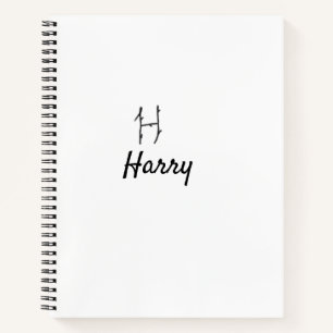 Cuaderno Simple letra H monograma negro minimalista agregar
