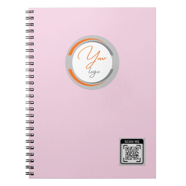 Cuaderno Simple Logo QR Code Business Pink (Frente)