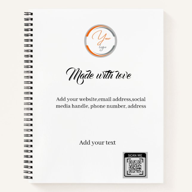 Cuaderno Simple Logo QR Code Business white (Anverso)