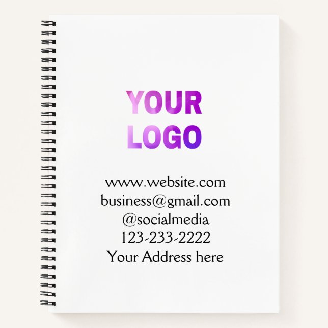 Cuaderno simple minimal add your logo/design here text  pos (Anverso)