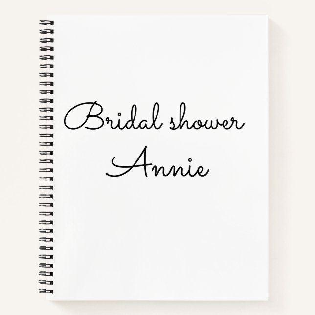 Cuaderno simple minimal add your name text bridal shower  t (Anverso)
