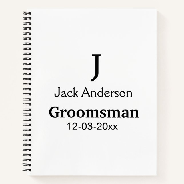 Cuaderno SIMPLE MINIMAL añada tu nombre personalizado groom (Anverso)