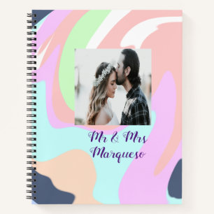 Cuaderno simple minimal añade tu nombre foto pintura pastel