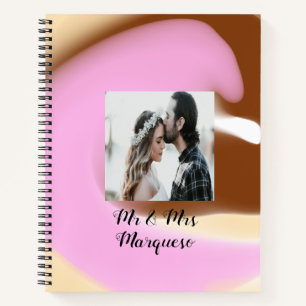 Cuaderno simple minimal añade tu nombre foto rosa amarillo