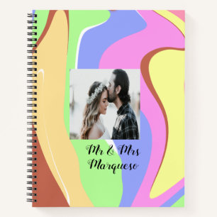 Cuaderno simple minimal añade tu nombre foto rosa azul verd