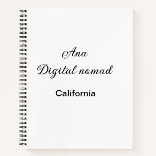 Cuaderno Simple minimal añade tu nombre texto lugar califor