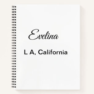 Cuaderno Simple minimal añade tu nombre texto lugar ciudad