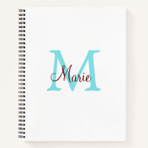 Cuaderno simple minimal añadir nombre monograma rosa rojo  