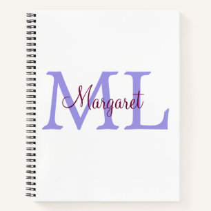 Cuaderno simple minimal añadir nombre monograma rosa rojo