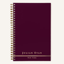 Cuaderno Simple Minimal Burgundy Wine & Gold Shiny Spiral